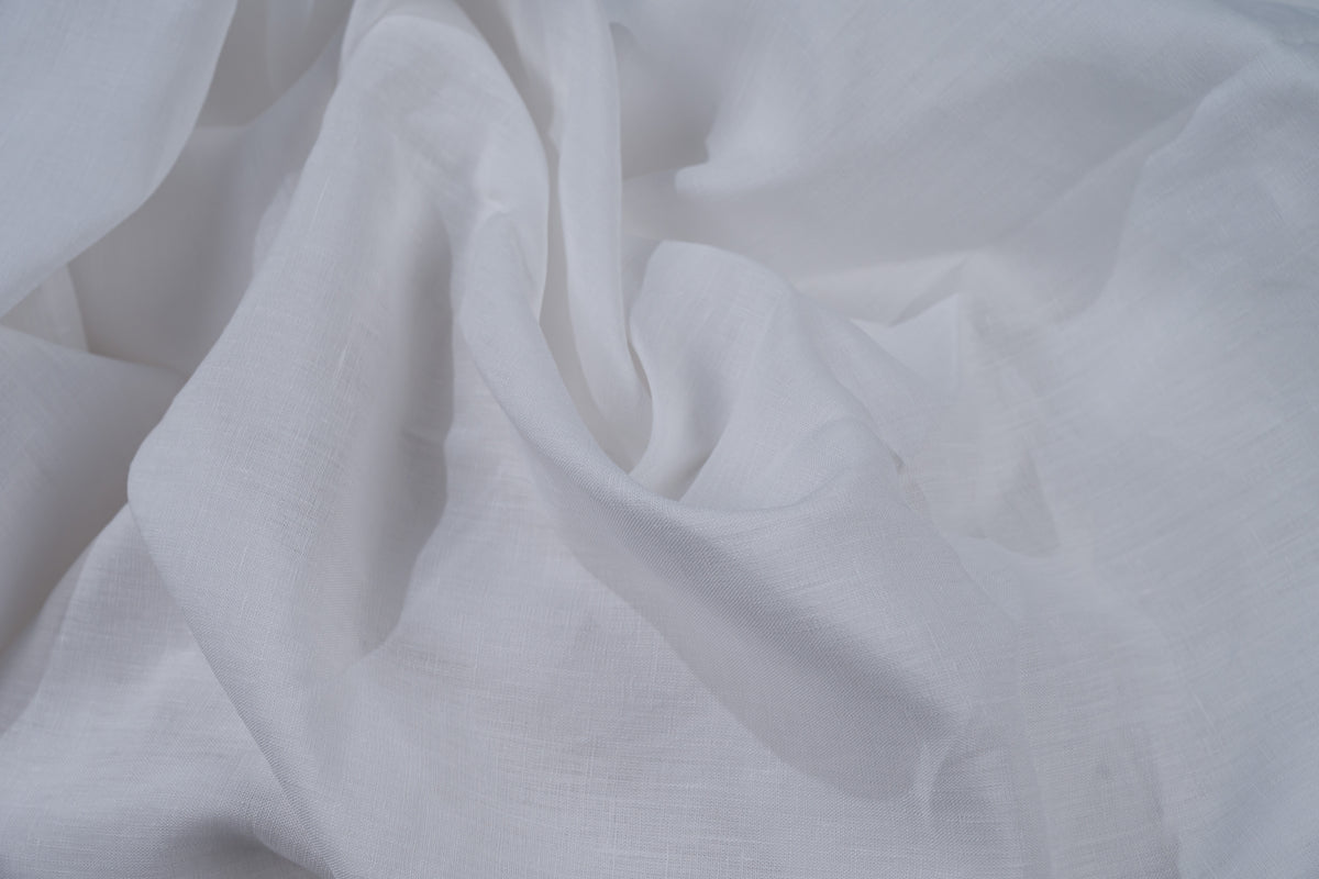 Luxury 100% Linen Shirt Fabric White 140g 1.75m For Custom Bespoke Shirt Italy