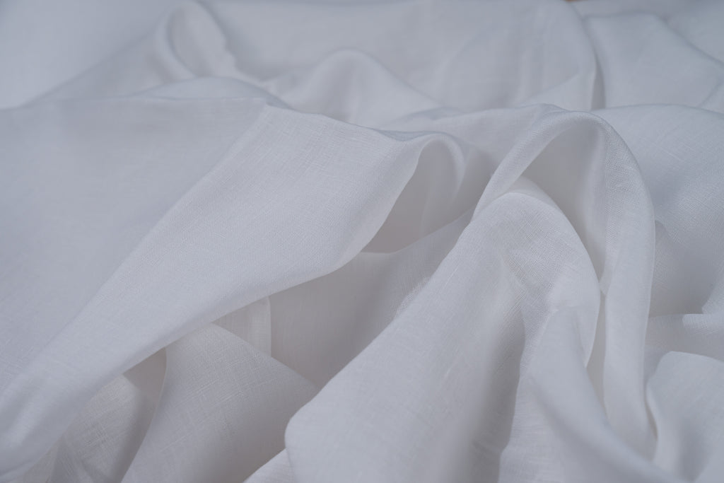 Luxury 100% Linen Shirt Fabric White 140g 1.75m For Custom Bespoke Shirt Italy