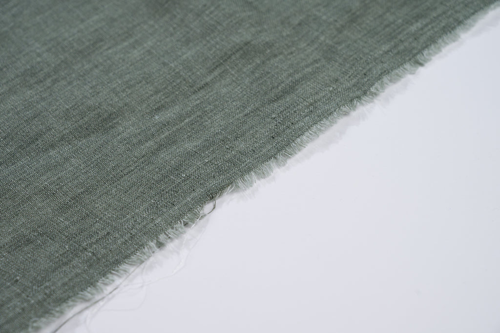 Luxury 100% Linen Shirt Fabric Olive Green 140g 2.2m Total (2 Cuts: 1m + 1.2m)