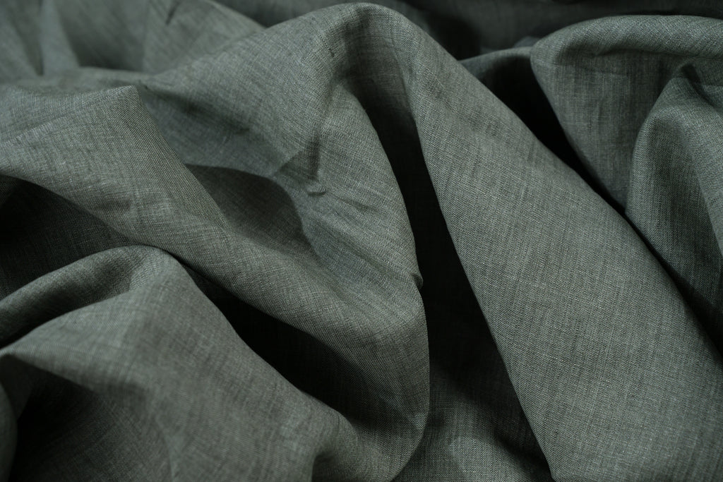 Luxury 100% Linen Shirt Fabric Olive Green 140g 2.2m Total (2 Cuts: 1m + 1.2m)