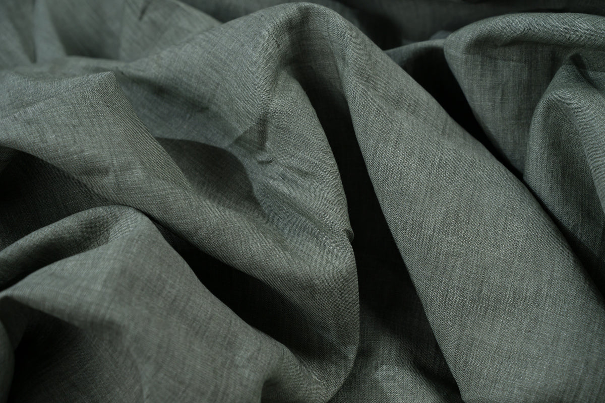 Luxury 100% Linen Shirt Fabric Olive Green 140g 2.2m Total (2 Cuts: 1m + 1.2m)