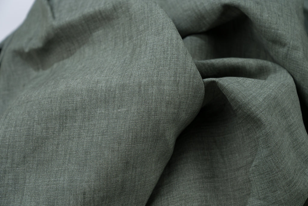 Luxury 100% Linen Shirt Fabric Olive Green 140g 2.2m Total (2 Cuts: 1m + 1.2m)