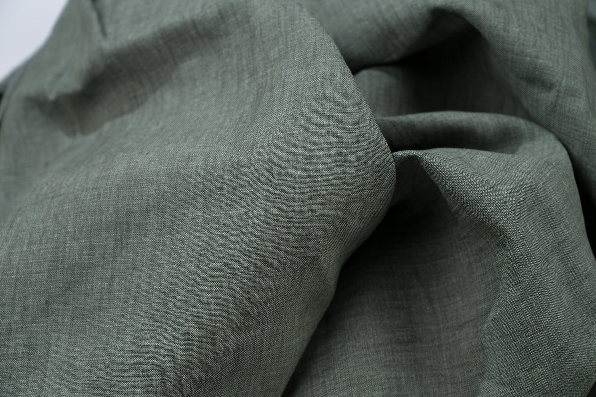 Luxury 100% Linen Shirt Fabric Olive Green 140g 2.2m Total (2 Cuts: 1m + 1.2m)