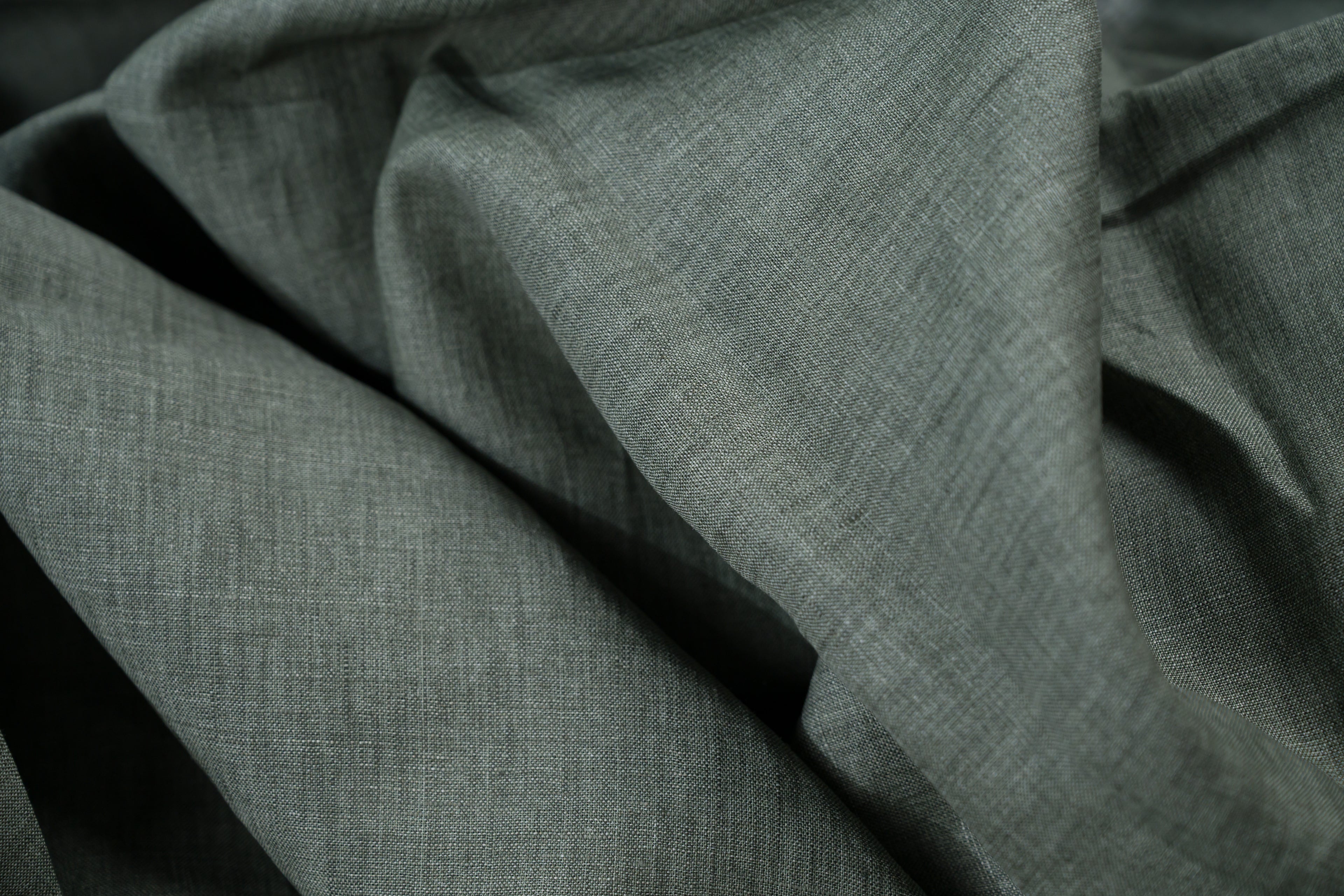 Luxury 100% Linen Shirt Fabric Olive Green 140g 2.2m Total (2 Cuts: 1m + 1.2m)