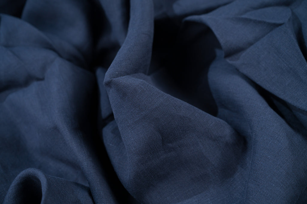 Luxury 100% Linen Shirt Fabric Navy Blue 140g 1.5m For Bespoke Shirt Italy