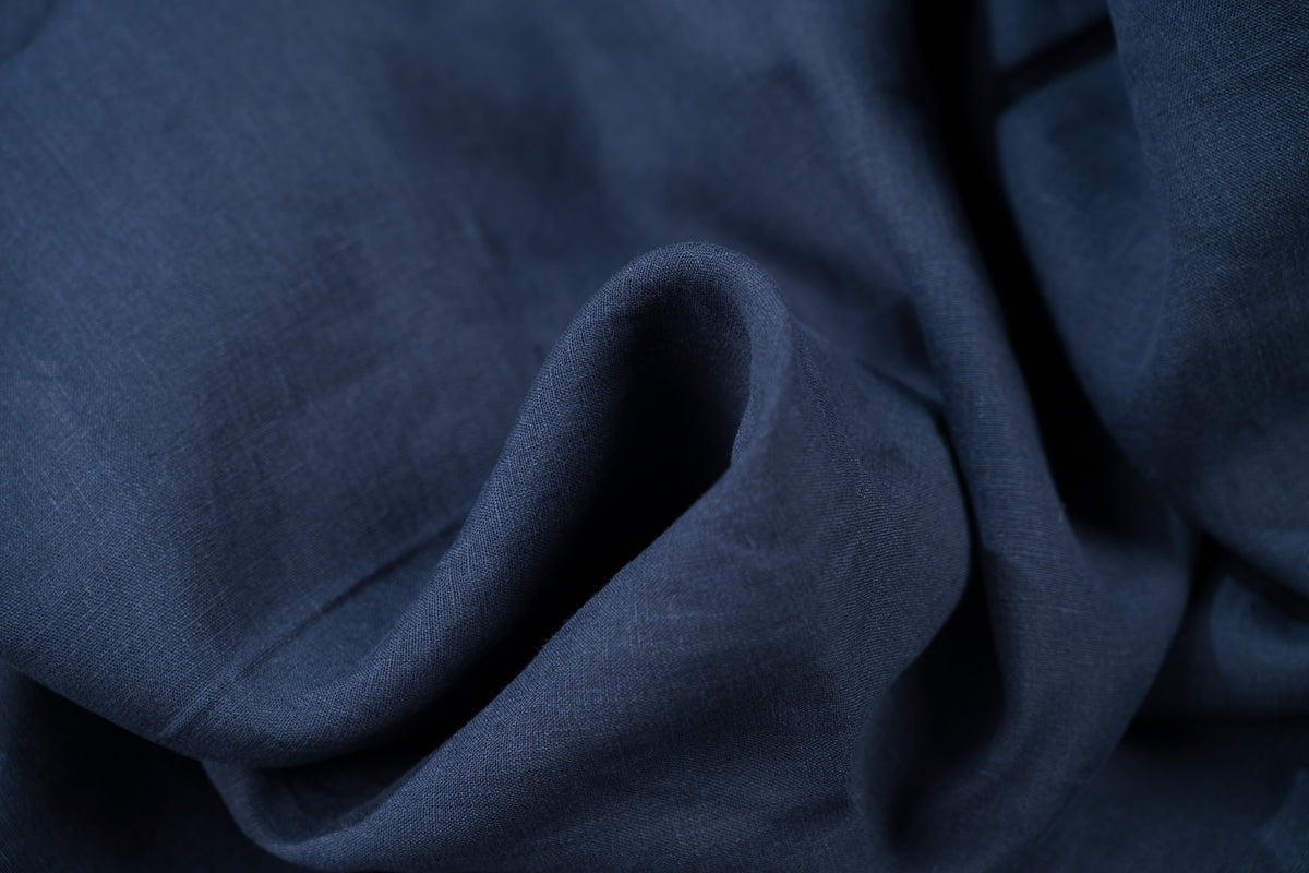 Luxury 100% Linen Shirt Fabric Navy Blue 140g 1.5m For Bespoke Shirt Italy