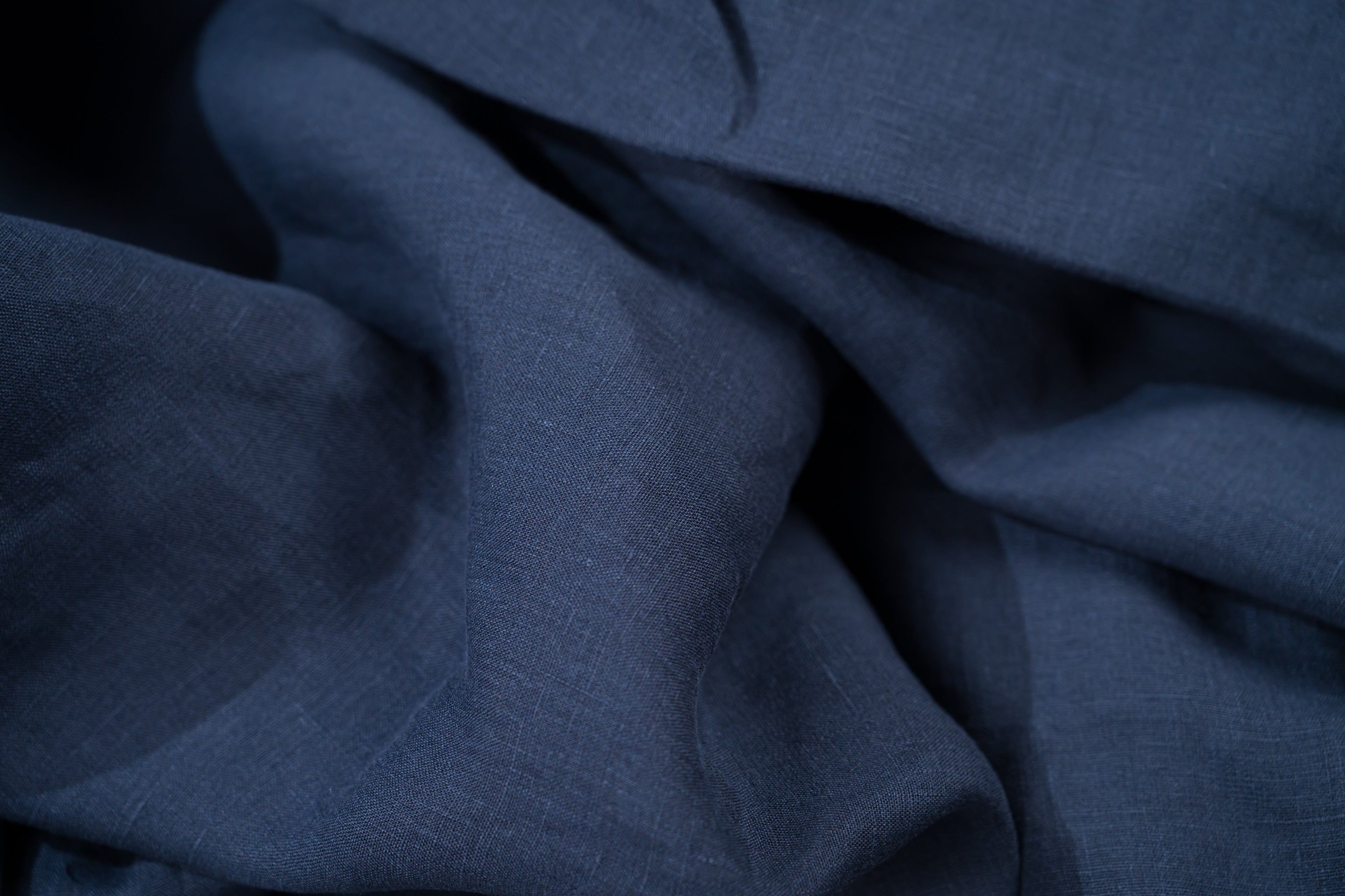 Luxury 100% Linen Shirt Fabric Navy Blue 140g 1.5m For Bespoke Shirt Italy
