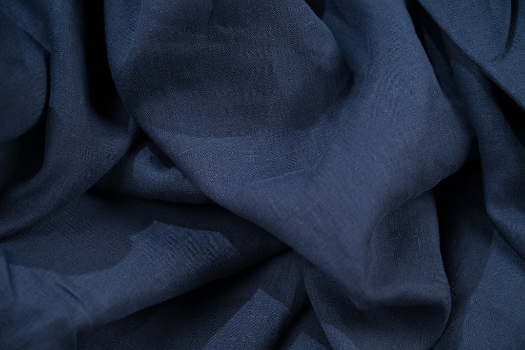 Luxury 100% Linen Shirt Fabric Navy Blue 140g 1.5m For Bespoke Shirt Italy