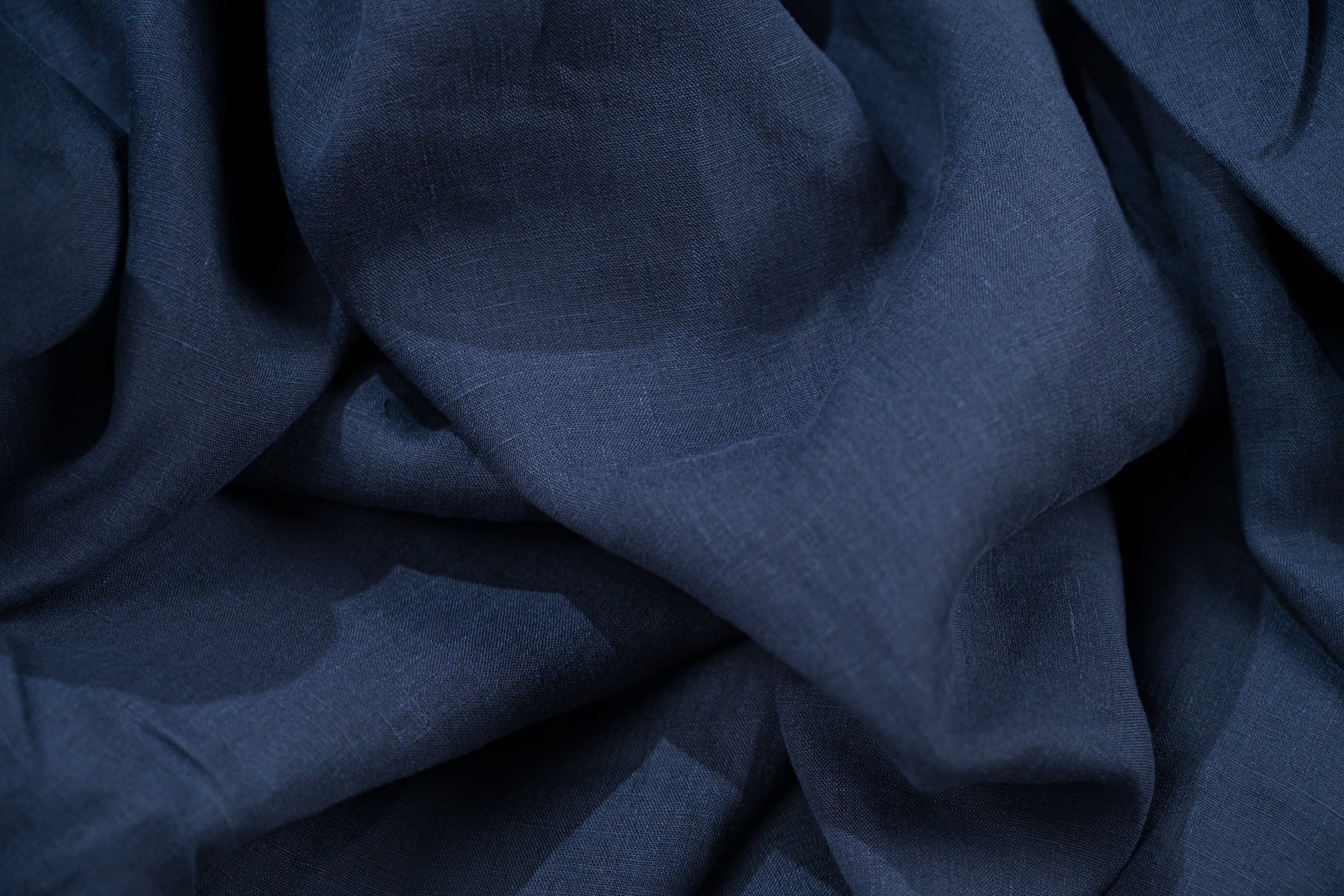 Luxury 100% Linen Shirt Fabric Navy Blue 140g 1.5m For Bespoke Shirt Italy