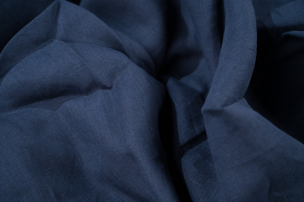 Luxury 100% Linen Shirt Fabric Navy Blue 140g 1.5m For Bespoke Shirt Italy