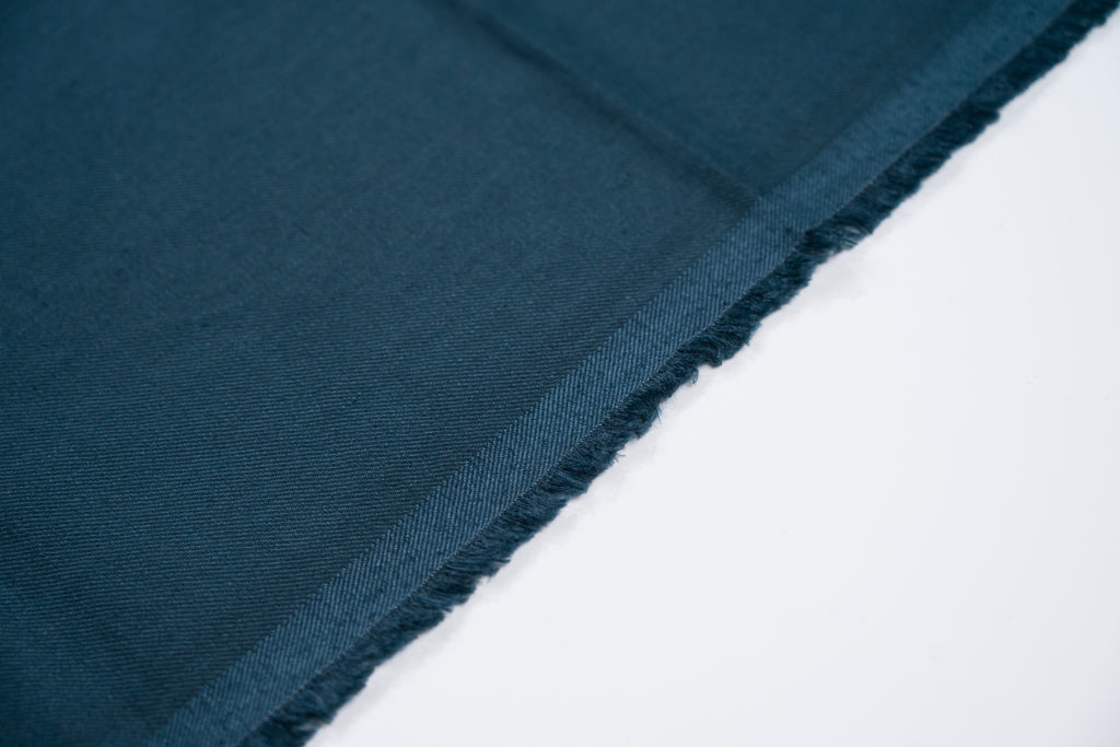 Luxury Linen Cotton Trouser Fabric Petrol Teal Blue Twill 240g 1.4m Bespoke