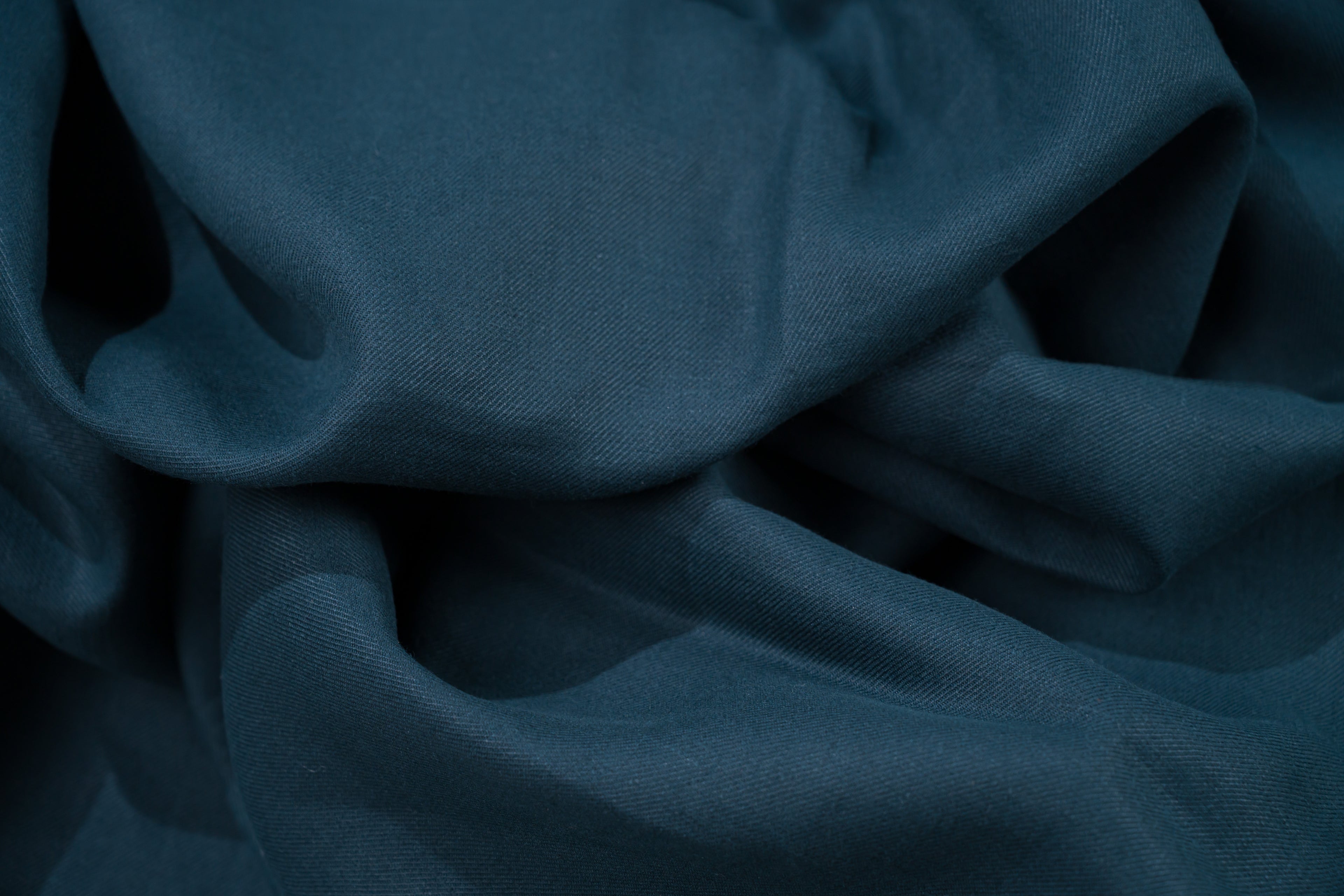 Luxury Linen Cotton Trouser Fabric Petrol Teal Blue Twill 240g 1.4m Bespoke