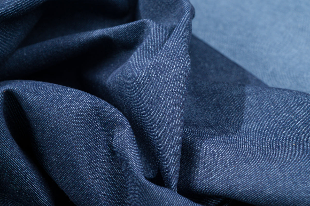 Mid-Weight Raw Denim Fabric 11 oz Indigo Blue For Shirts & Lightweight Jeans