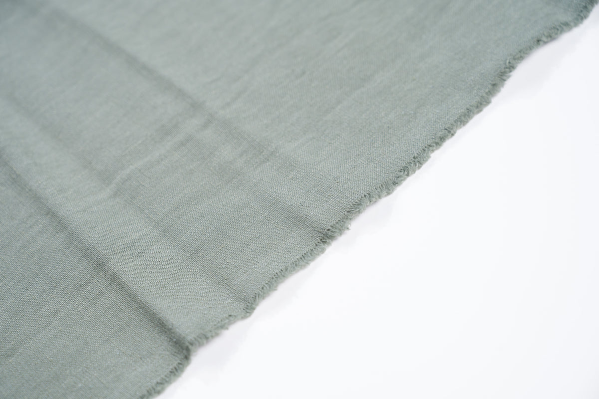 Luxury Linen Cotton Trouser Fabric Sage Green 240g 1.4m For Bespoke Chinos