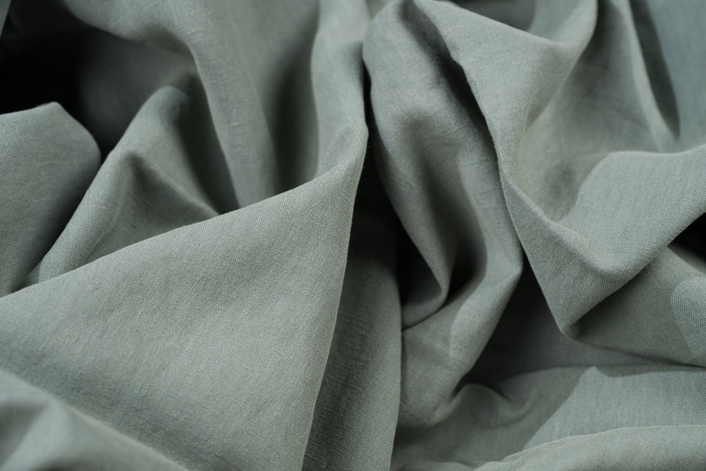 Luxury Linen Cotton Trouser Fabric Sage Green 240g 1.4m For Bespoke Chinos