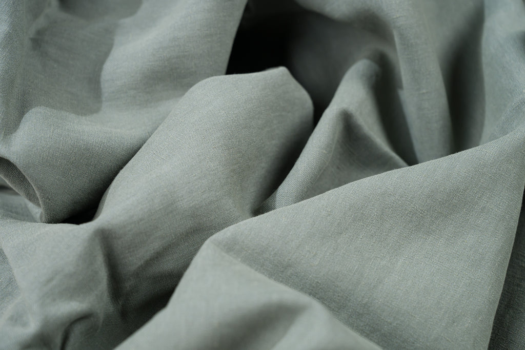 Luxury Linen Cotton Trouser Fabric Sage Green 240g 1.4m For Bespoke Chinos