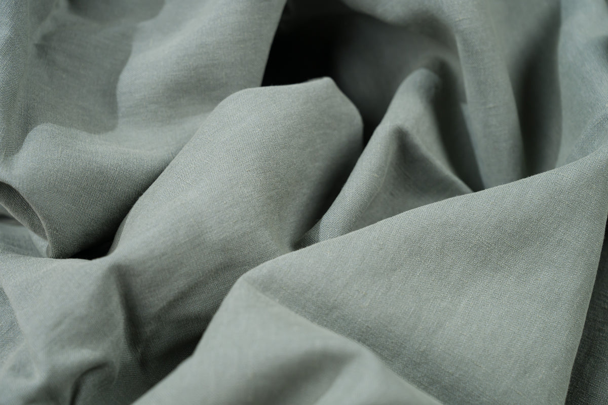 Luxury Linen Cotton Trouser Fabric Sage Green 240g 1.4m For Bespoke Chinos