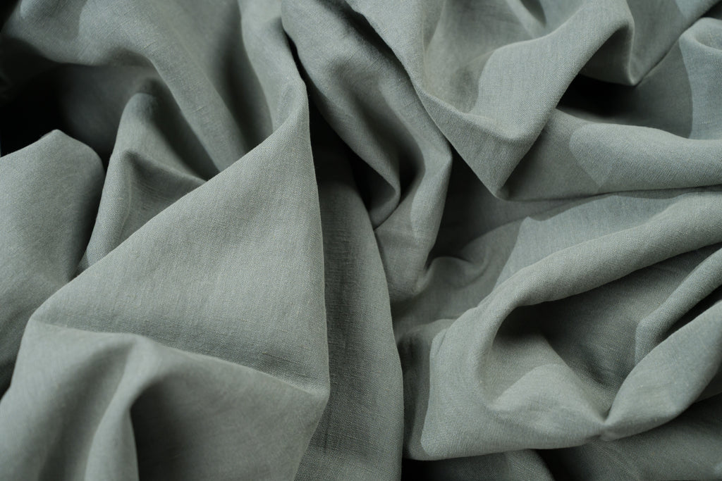 Luxury Linen Cotton Trouser Fabric Sage Green 240g 1.4m For Bespoke Chinos