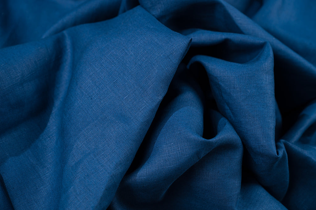 Luxury Linen Cotton Trouser Fabric Airforce Blue 220g 2.2m For Bespoke Chinos