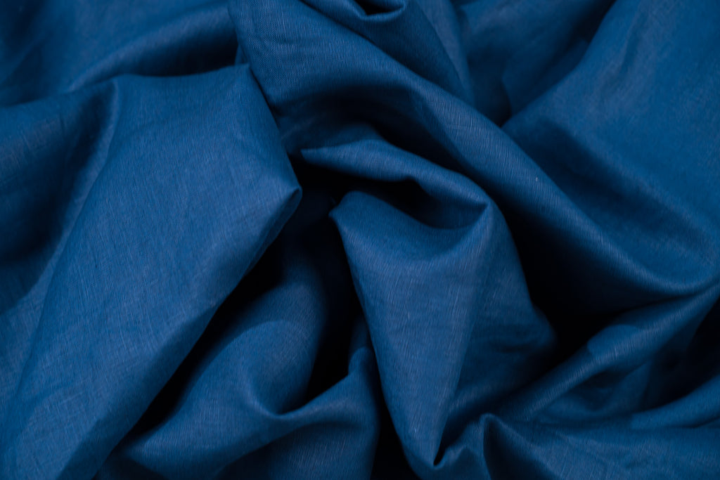 Luxury Linen Cotton Trouser Fabric Airforce Blue 220g 2.2m For Bespoke Chinos