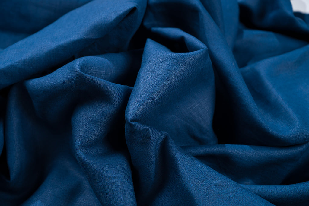 Luxury Linen Cotton Trouser Fabric Airforce Blue 220g 2.2m For Bespoke Chinos