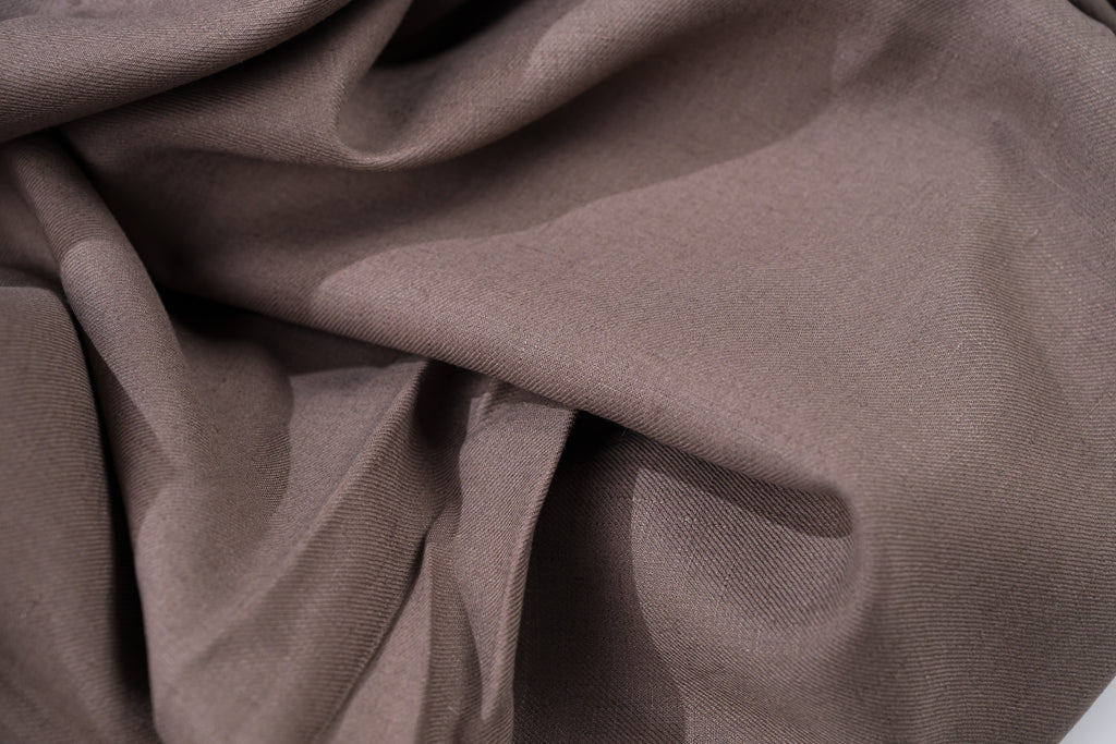 Luxury Linen Cotton Trouser Fabric Taupe Brown 220g 1.6m For Bespoke Chinos