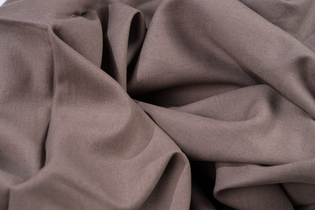 Luxury Linen Cotton Trouser Fabric Taupe Brown 220g 1.6m For Bespoke Chinos