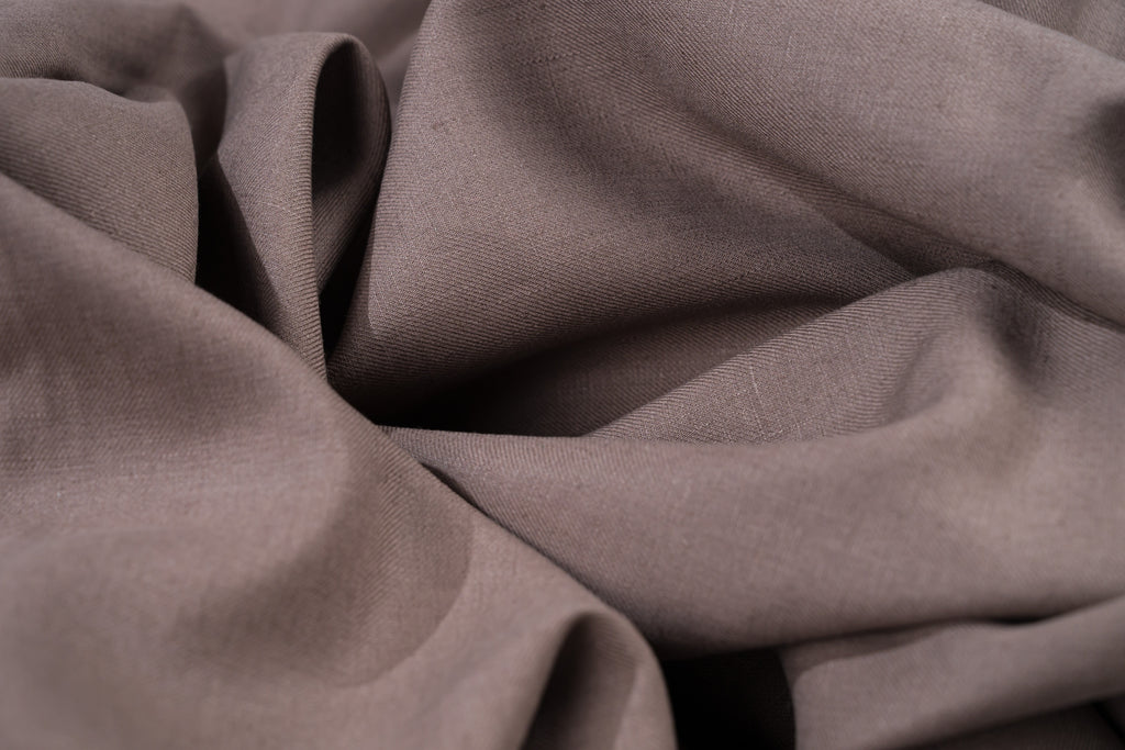Luxury Linen Cotton Trouser Fabric Taupe Brown 220g 1.6m For Bespoke Chinos