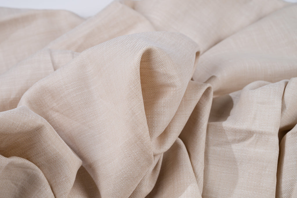 Luxury 100% Linen Trouser Fabric Ecru Beige 210g 1.6m For Bespoke Summer Pants