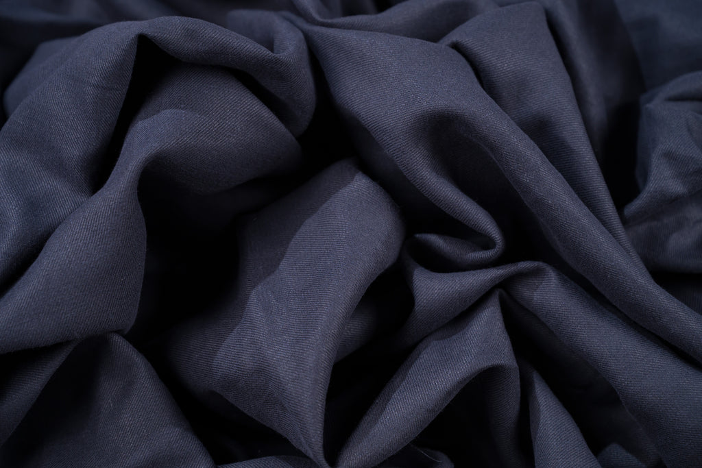Luxury Linen Cotton Trouser Fabric Navy Blue 220g 1.7m For Bespoke Chinos Italy