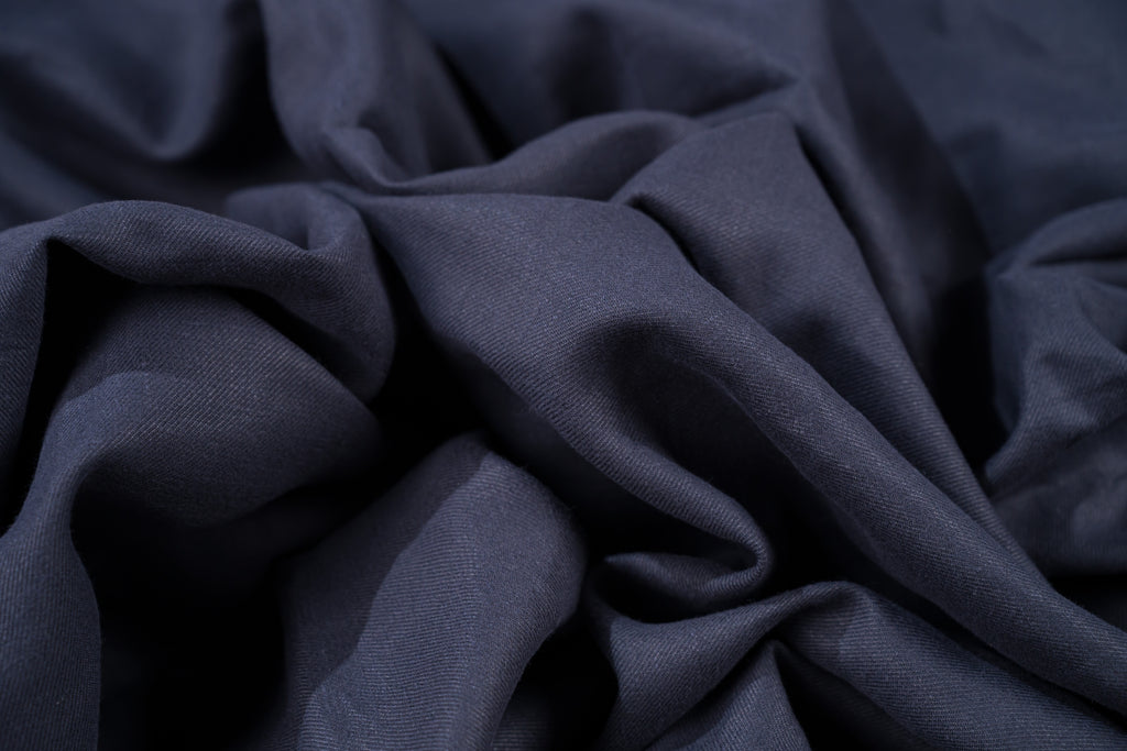 Luxury Linen Cotton Trouser Fabric Navy Blue 220g 1.7m For Bespoke Chinos Italy