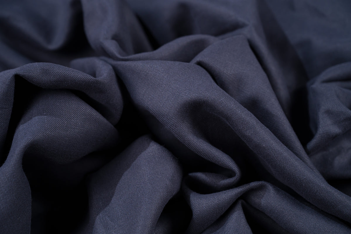 Luxury Linen Cotton Trouser Fabric Navy Blue 220g 1.7m For Bespoke Chinos Italy