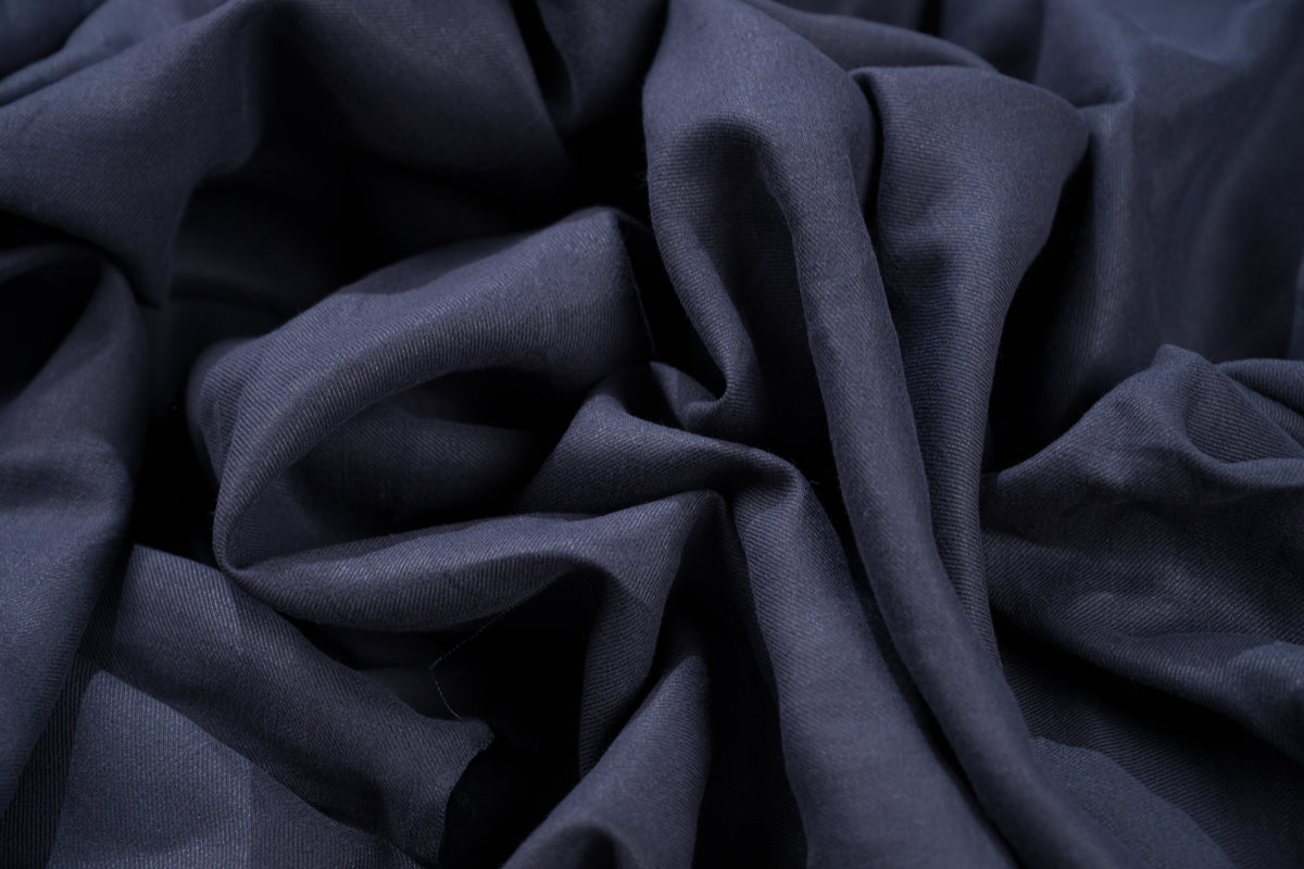 Luxury Linen Cotton Trouser Fabric Navy Blue 220g 1.7m For Bespoke Chinos Italy