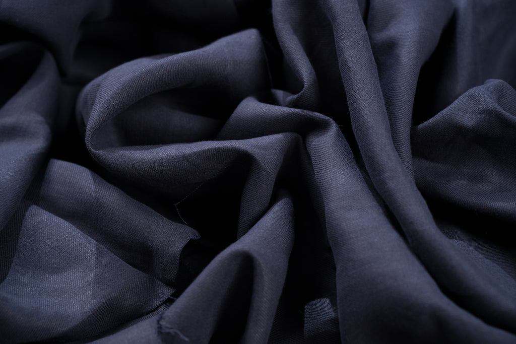 Luxury Linen Cotton Trouser Fabric Navy Blue 220g 1.7m For Bespoke Chinos Italy