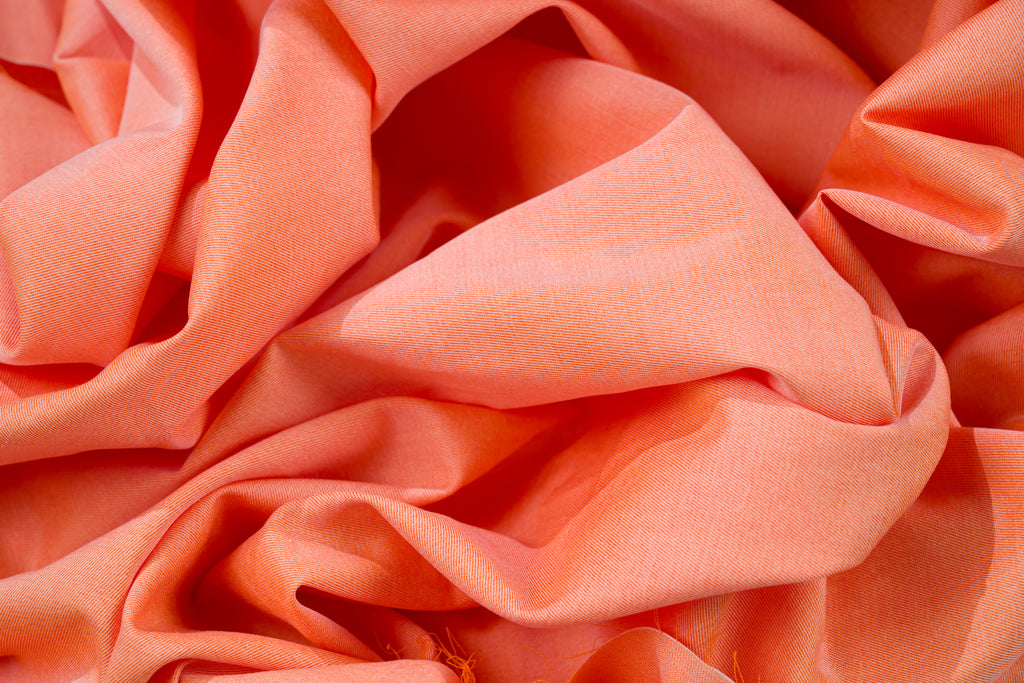Luxury 100% Cotton Shirt Fabric Orange Peach 180g 1.7m For Bespoke Shirt Italy