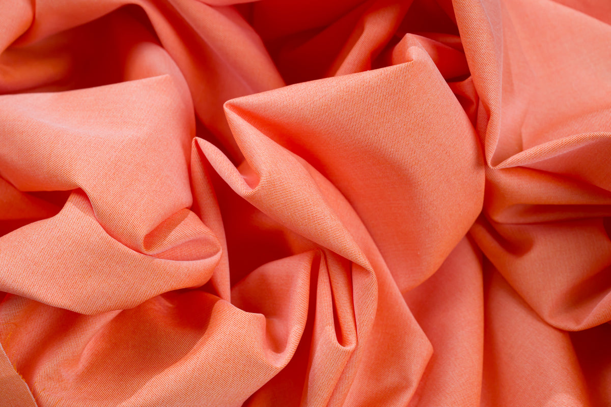 Luxury 100% Cotton Shirt Fabric Orange Peach 180g 1.7m For Bespoke Shirt Italy