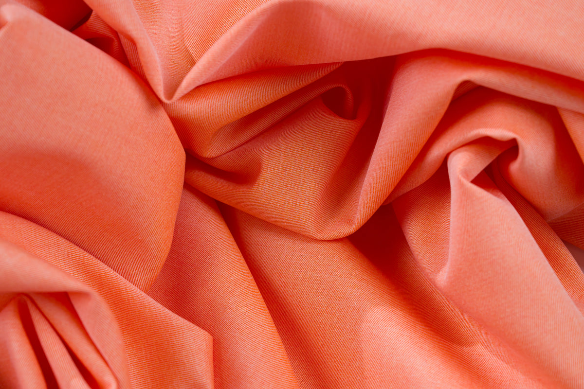 Luxury 100% Cotton Shirt Fabric Orange Peach 180g 1.7m For Bespoke Shirt Italy