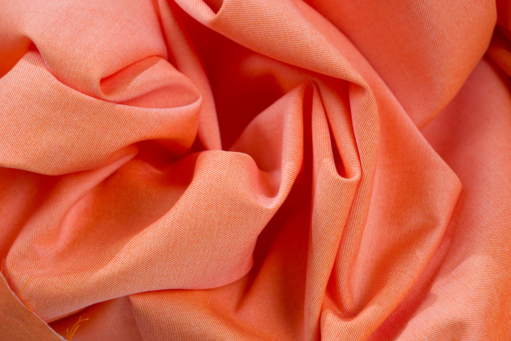 Luxury 100% Cotton Shirt Fabric Orange Peach 180g 1.7m For Bespoke Shirt Italy