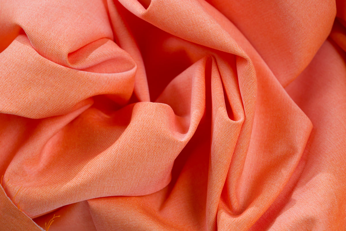 Luxury 100% Cotton Shirt Fabric Orange Peach 180g 1.7m For Bespoke Shirt Italy