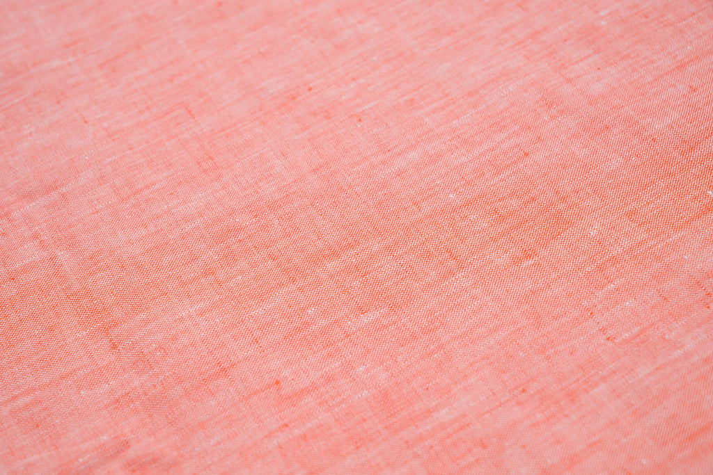 Luxury Linen Cotton Shirt Fabric Coral Orange 170g 1.7m For Bespoke Shirt Italy