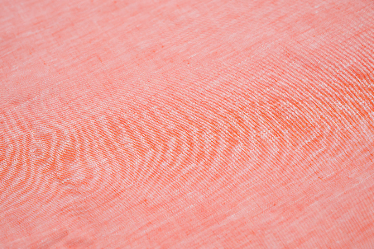 Luxury Linen Cotton Shirt Fabric Coral Orange 170g 1.7m For Bespoke Shirt Italy