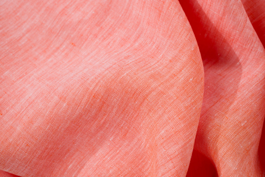 Luxury Linen Cotton Shirt Fabric Coral Orange 170g 1.7m For Bespoke Shirt Italy