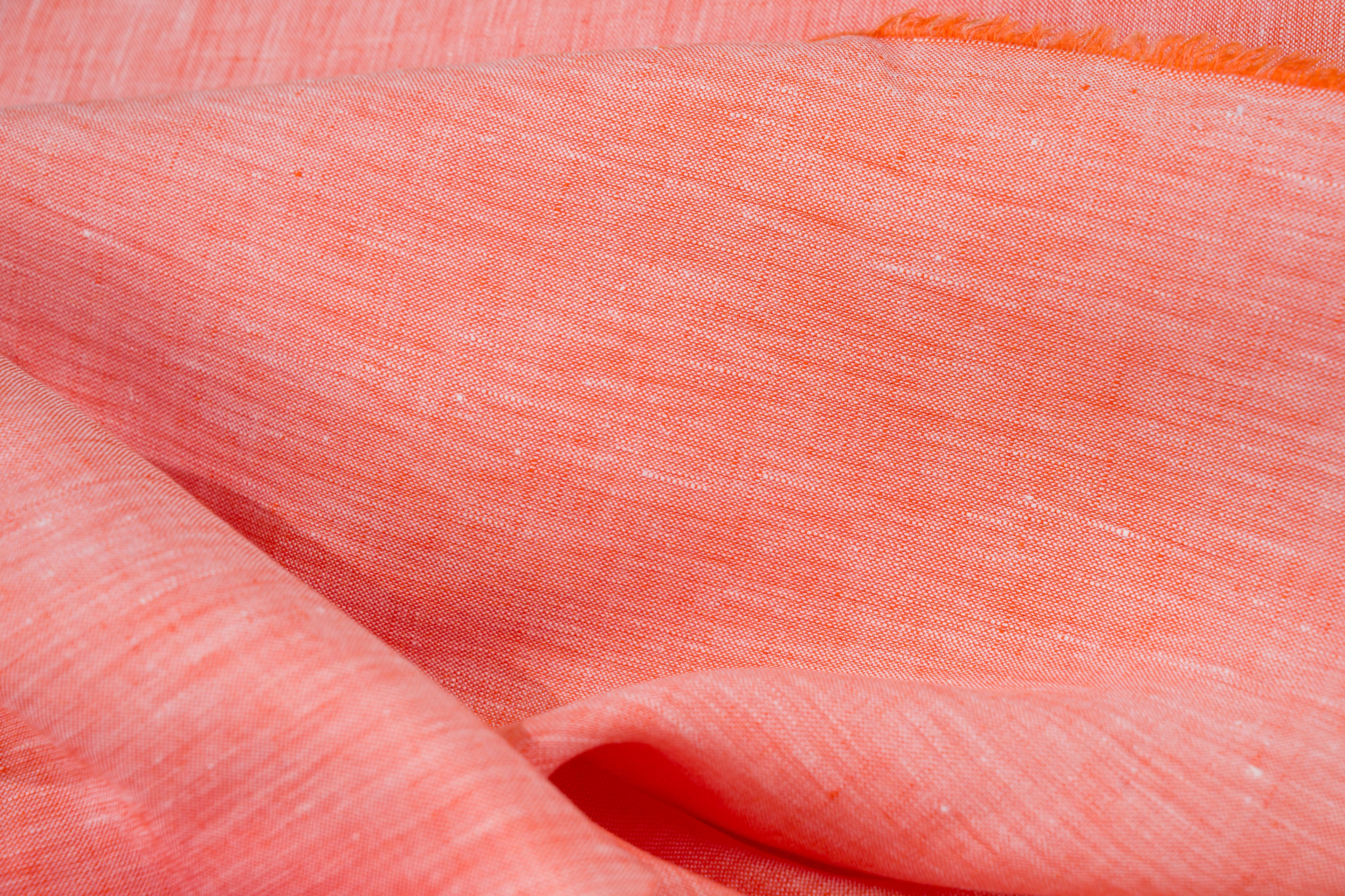 Luxury Linen Cotton Shirt Fabric Coral Orange 170g 1.7m For Bespoke Shirt Italy