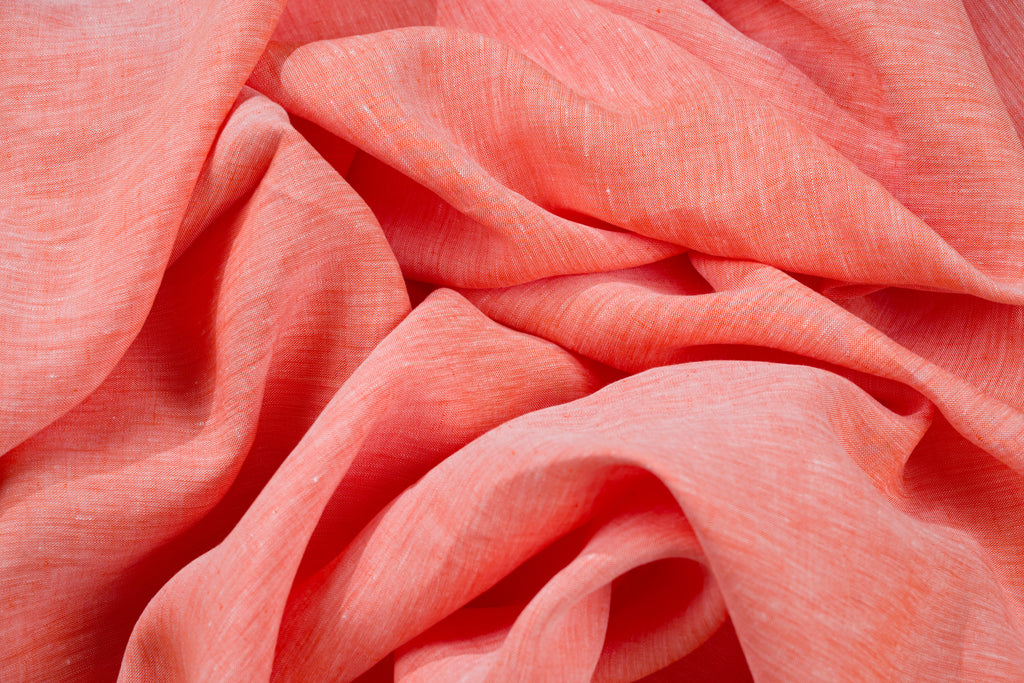 Luxury Linen Cotton Shirt Fabric Coral Orange 170g 1.7m For Bespoke Shirt Italy