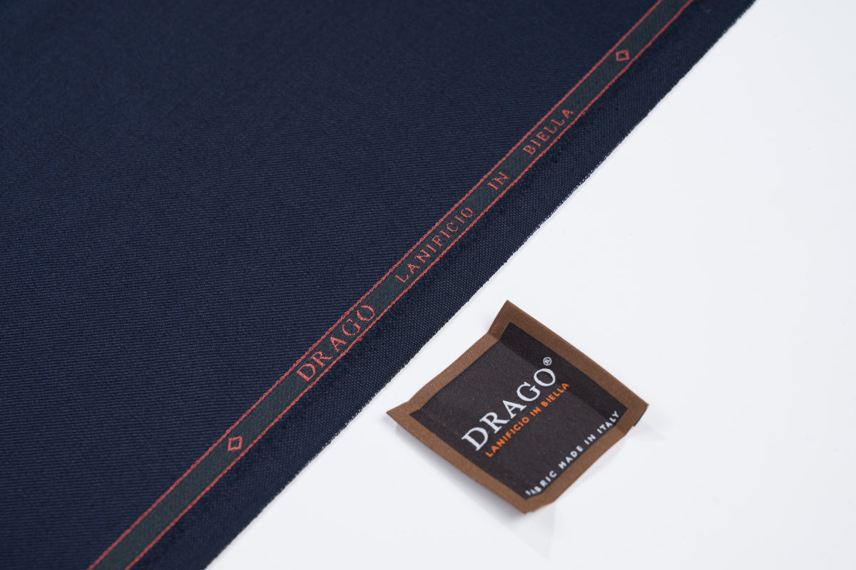 Drago Biella Super 120s Pure Wool Suit Fabric Navy Blue 260g 3.1m Bespoke Italy