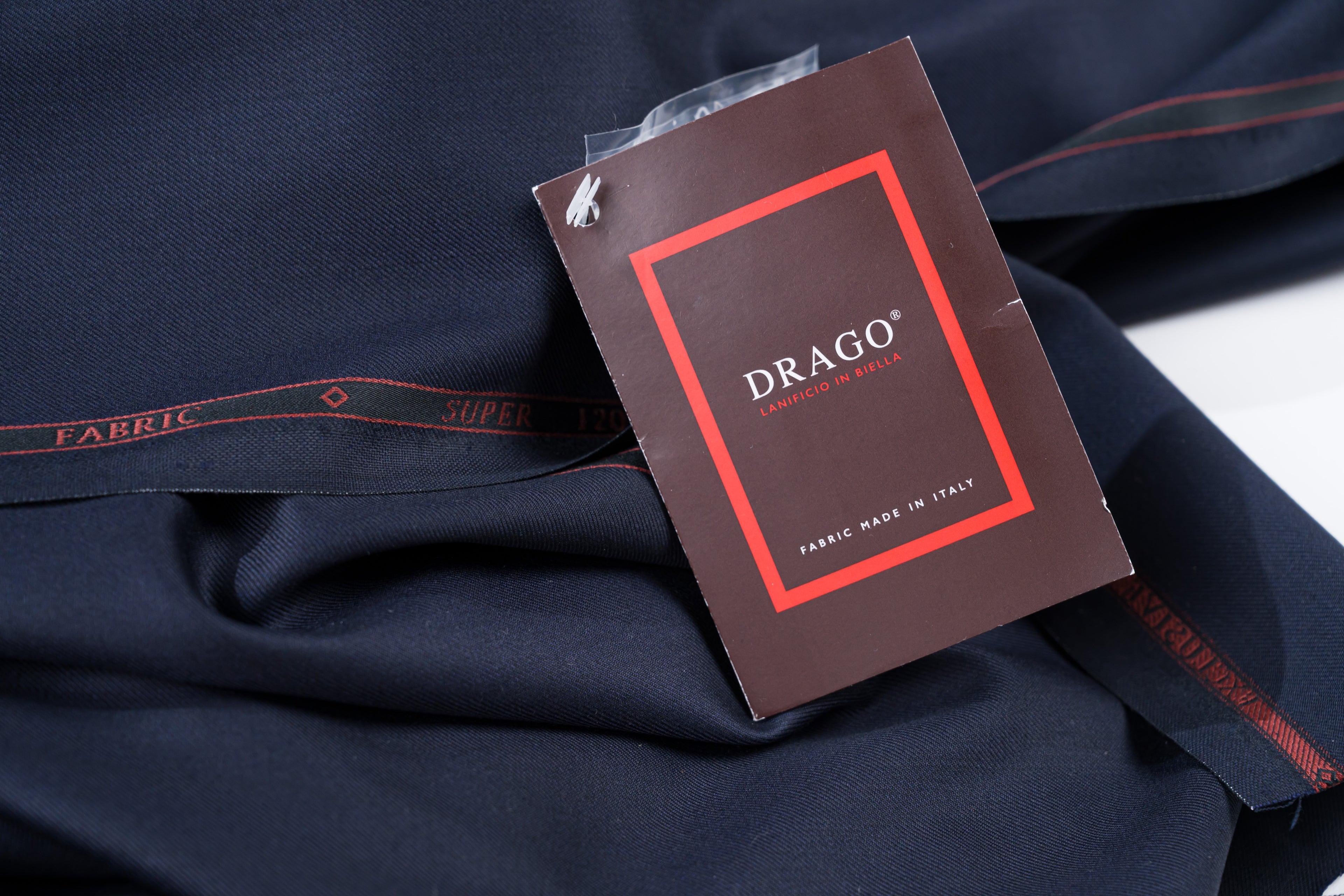 Drago Biella Super 120s Pure Wool Suit Fabric Navy Blue 260g 3.1m Bespoke Italy