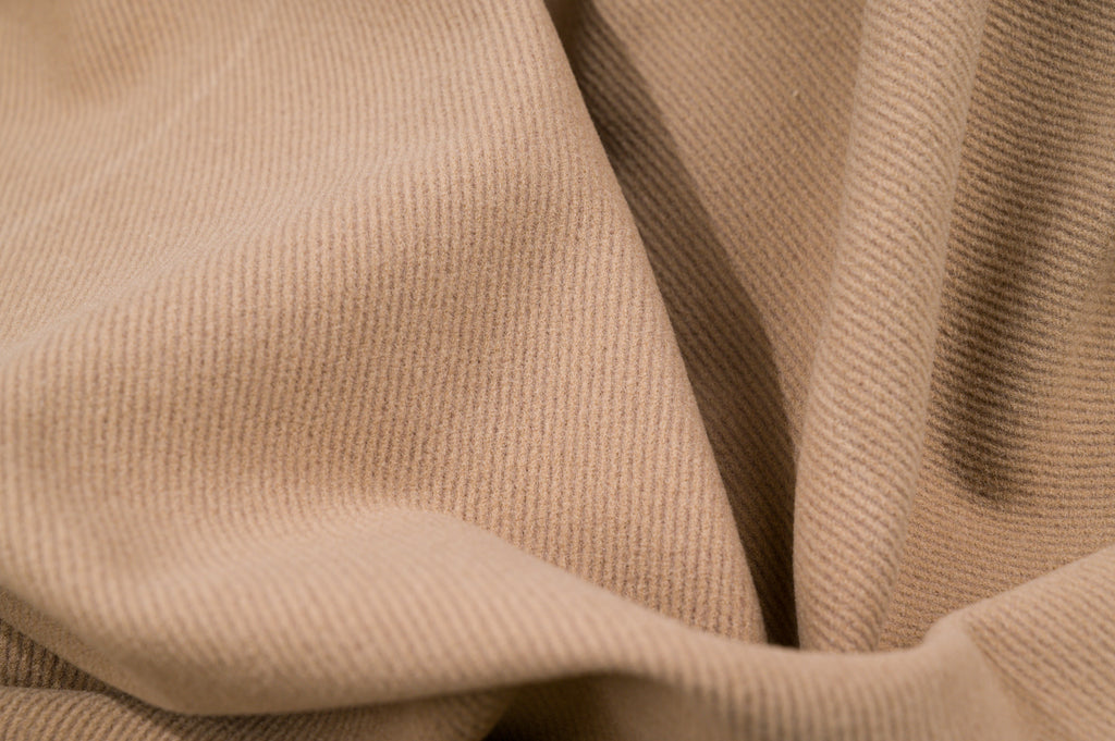 Vintage 100% Wool Jacketing - 2.8m - 380g - Heavyweight Camel Beige Twill Cloth