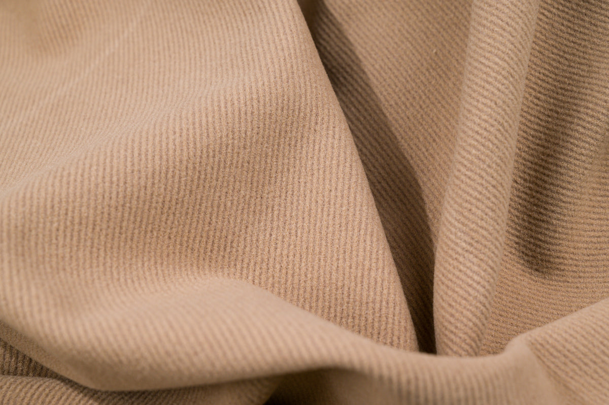 Vintage 100% Wool Jacketing - 2.8m - 380g - Heavyweight Camel Beige Twill Cloth