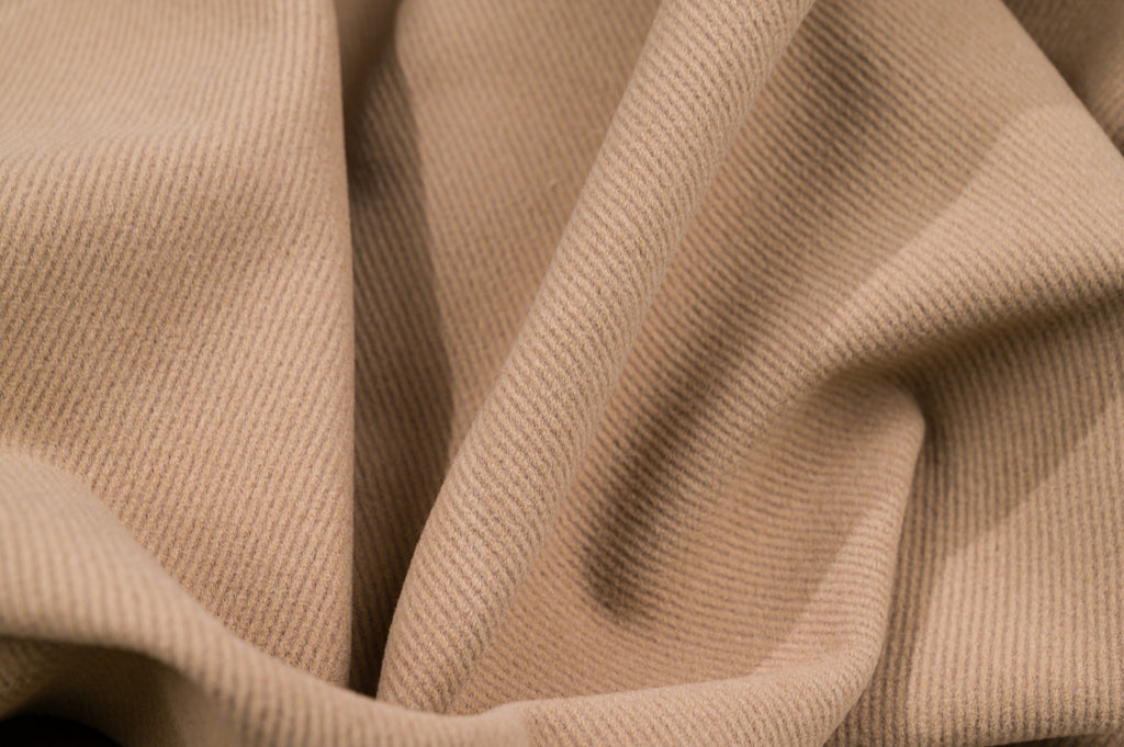 Vintage 100% Wool Jacketing - 2.8m - 380g - Heavyweight Camel Beige Twill Cloth