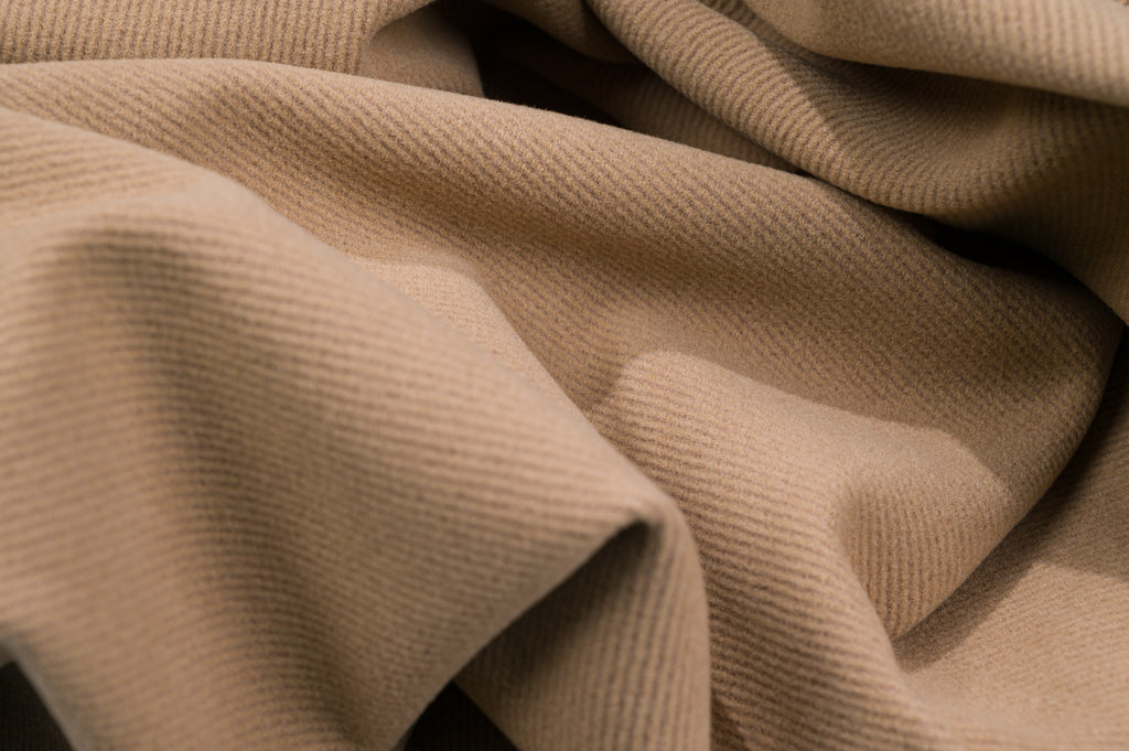 Vintage 100% Wool Jacketing - 2.8m - 380g - Heavyweight Camel Beige Twill Cloth